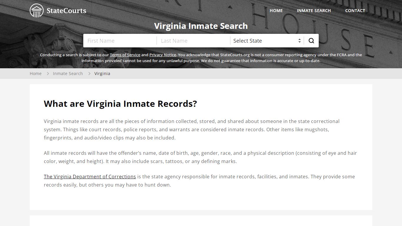 Virginia Inmate Search, Prison and Jail Information - StateCourts